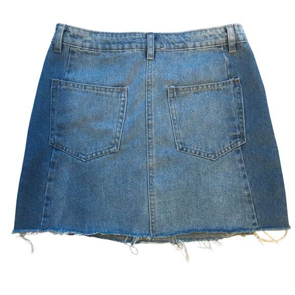 Altar'd State Skirt, Women's Size XS, Denim Blue Fray Distressed Stretch Pockets - Picture 6 of 8